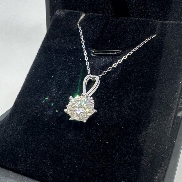 Diamond Jewelry - Moissanite Diamond Necklace 3 Ct Pendant Chain 18K 925 Round Cut Jewelry